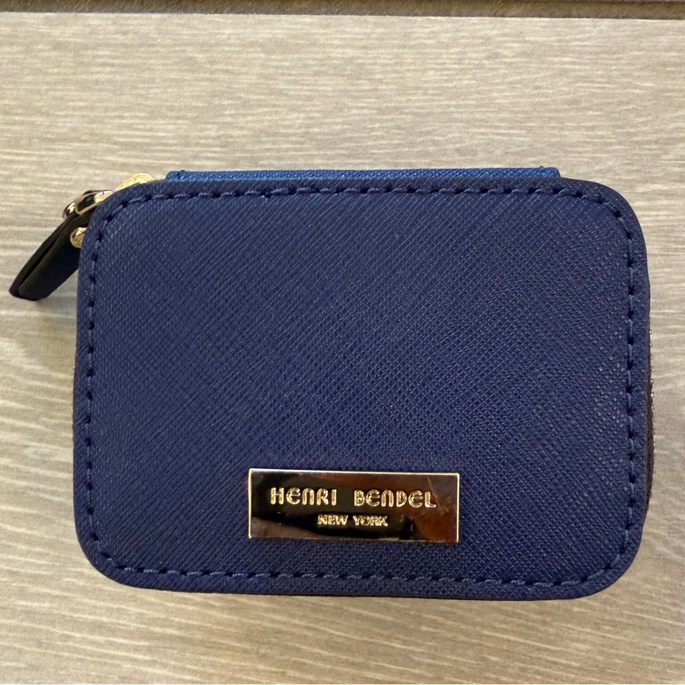 Henri Bendel West 57th Pill Case in Indigo Genuine Saffiano Leather